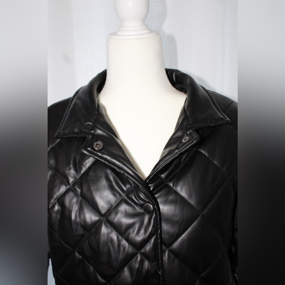 NWT Z Supply Heritage Black Faux Leather Quilted Jacket - Size Small - Picture 5 of 8